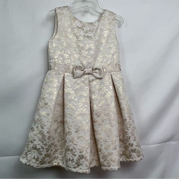 Carter’s Cream and Gold Brocade fit and flare holiday party dress - Picture 1 of 16